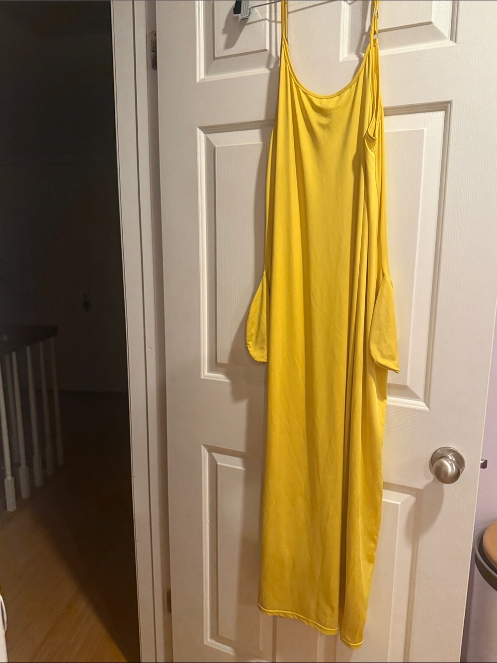 Yellow Women's Slip Dress with Pockets